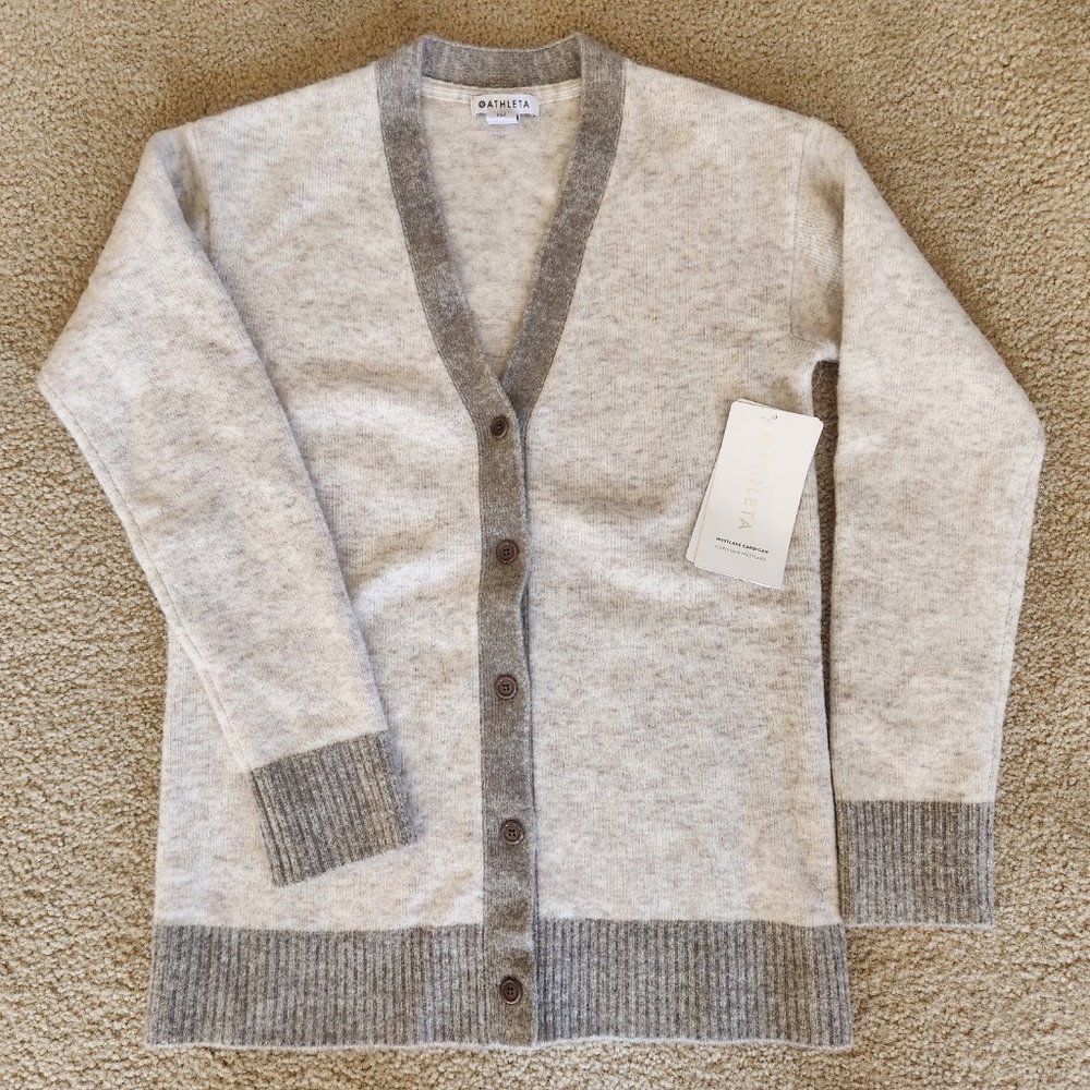 NWT Athleta Merino Blend Westlake Textured Cardigan Toasted Brown - Picture 2 of 14